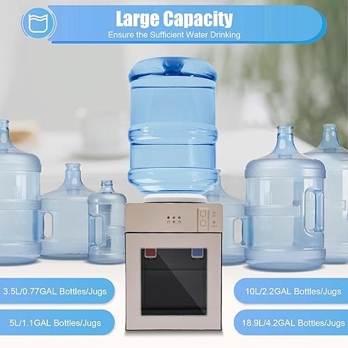 Miniatura 2 de Dispensador eléctrico de agua fría y caliente de carga superior, dispensador de enfriador de agua de escritorio pequeño para botella de 4.2 galones,