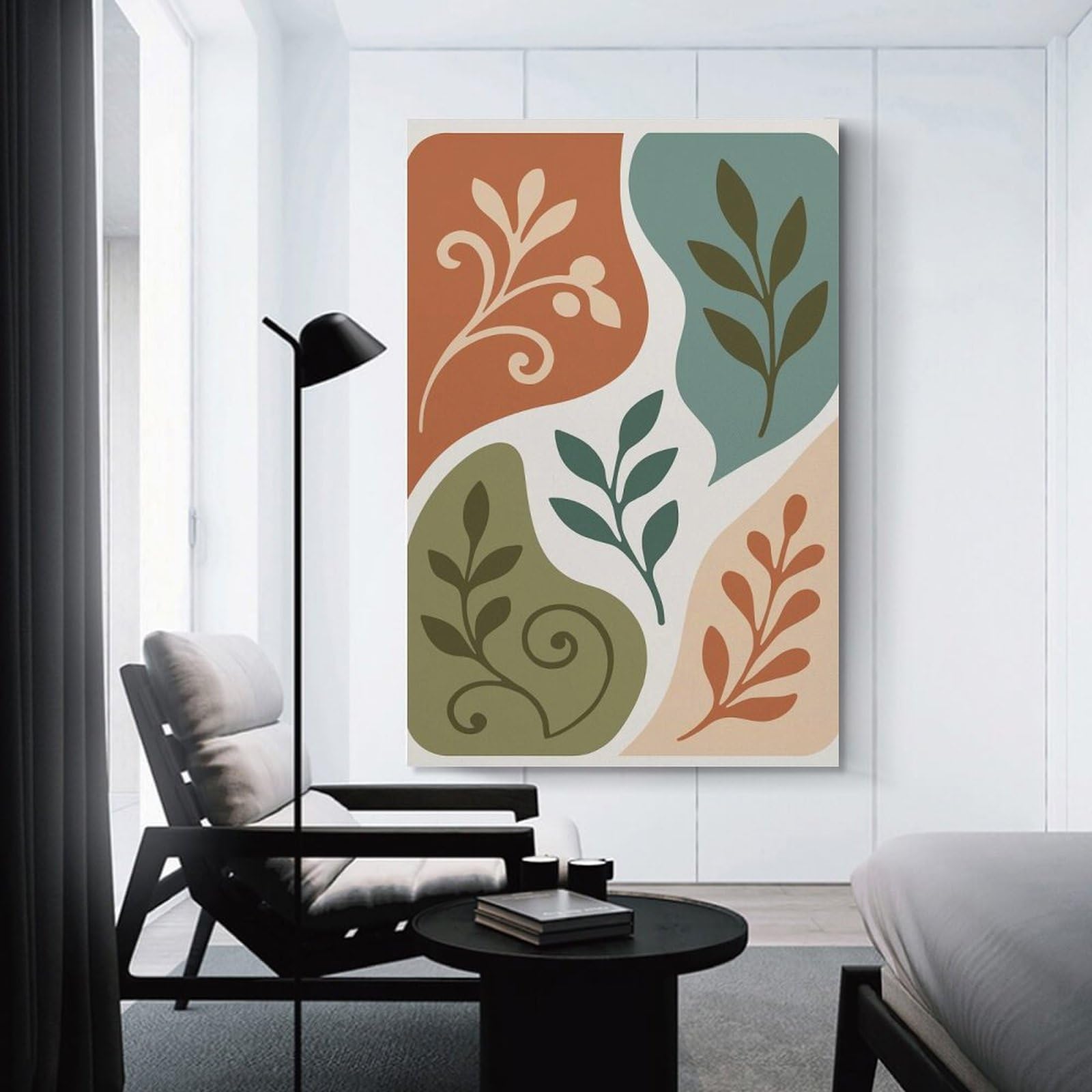 Junmoney Abstract Floral Art with Earth Tones Hanging Wall Art 16x24inch(40x60cm), for Feature Walls in Flats Or Modern Rooms, Home Wall Art for Statement Displays