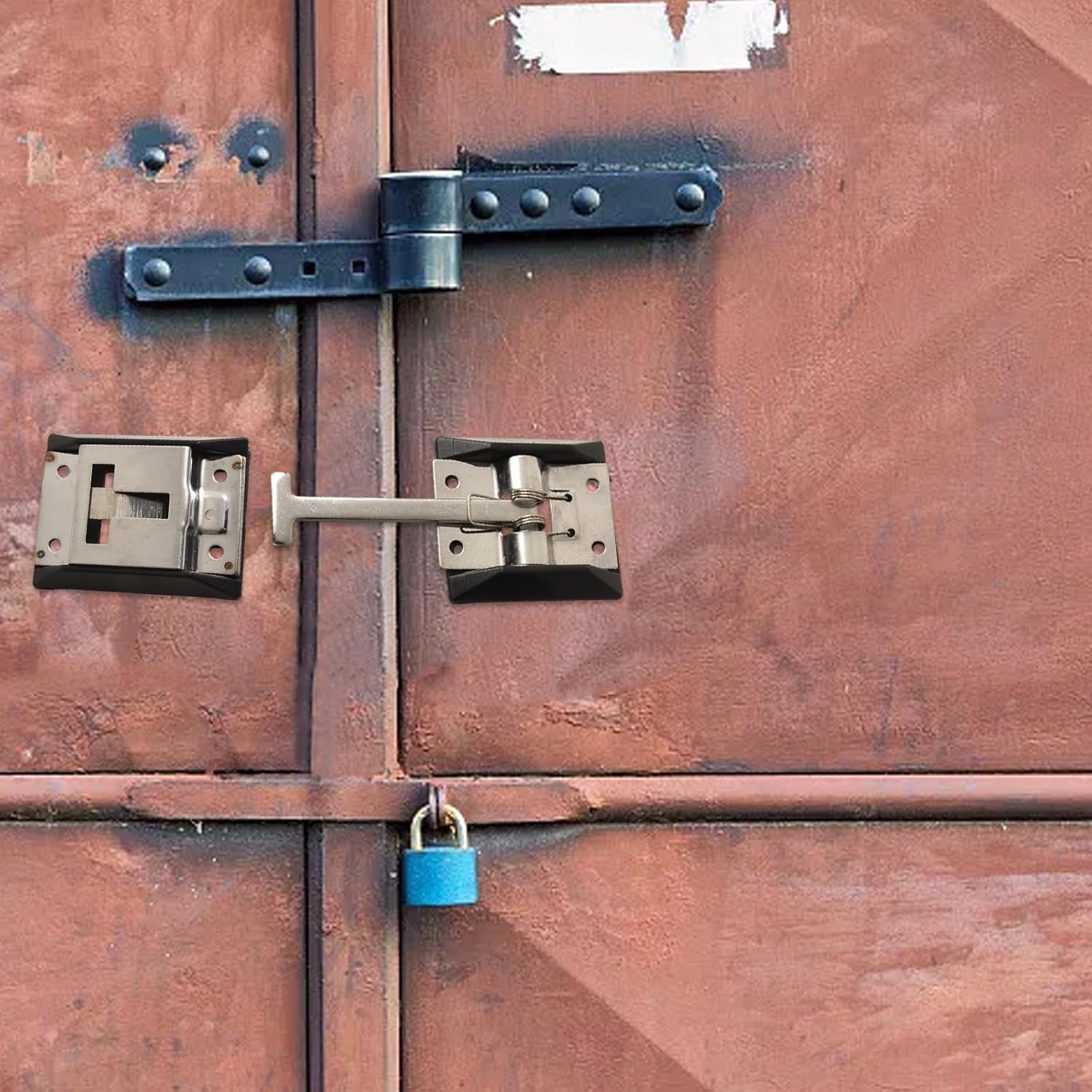 2Pcs Door Retaining Latch Stainless Steel Galvanized Hook and Spring Catch Plate for Caravan Truck RV Cabinet Secure Hold Black Silver(304 stainless steel)