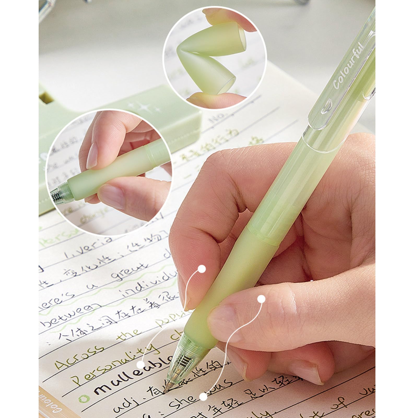 5 Pcs Cute Gel Pens Retractable Pens 0 5mm Black Ink Writing Pen Office School Supplies Aesthetic Pastel — view 4