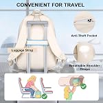 Girls Backpack for School Teen: 15.6 Inch Cute Bookbag for College Student | Middle High School Laptop Backpacks, Lightweight Casual Daypack, Travel Back Pack for Women,Beige