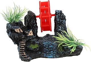 KONTONTY Rockery Aquarium Decorations Windmill Aquarium Rockery Fish Tank Water Wheel Aquarium Landscape Decor Fish Tank Supplies Rockery for Aquarium Waterwheel Resin Equipment