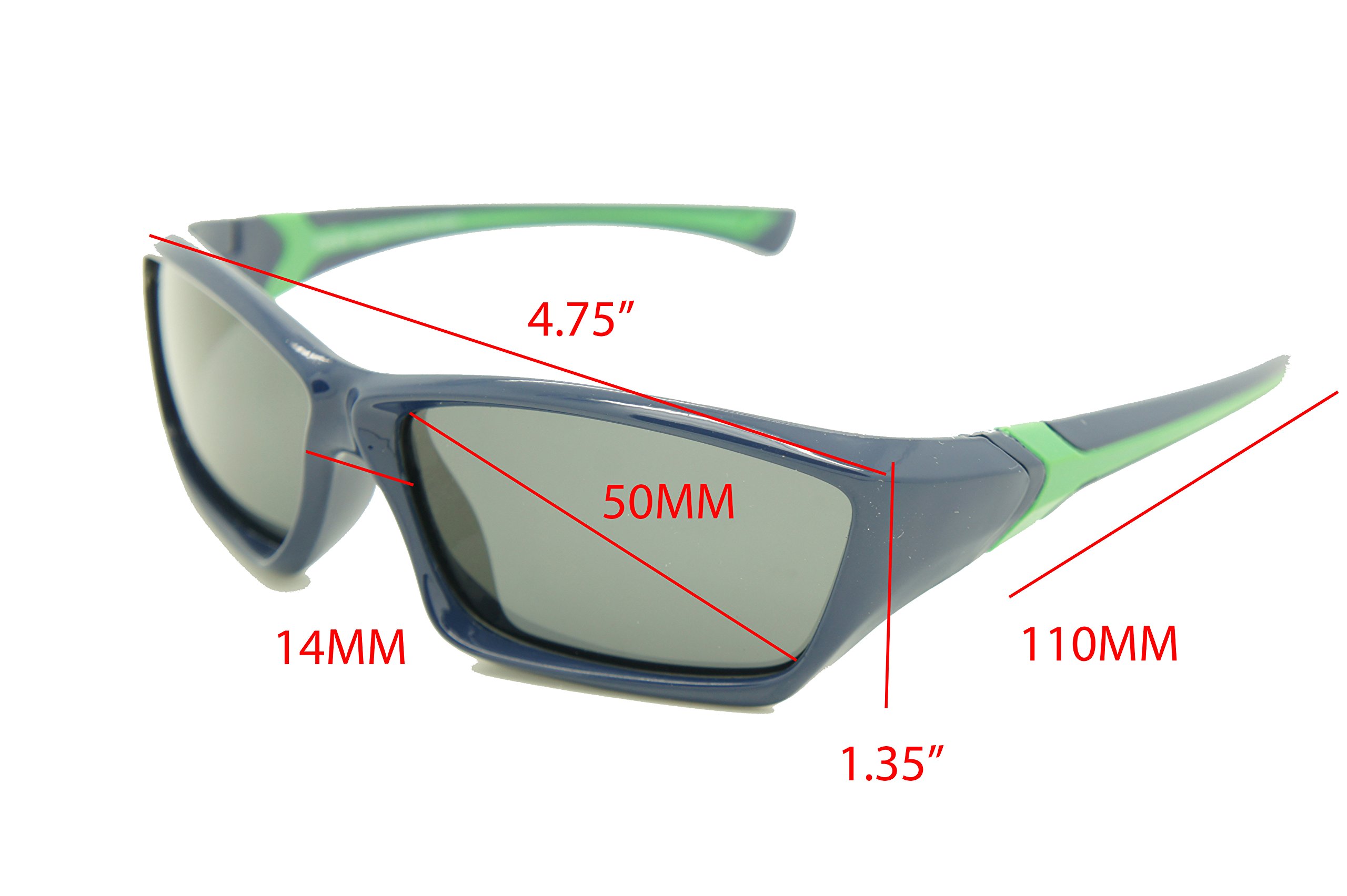 Kids Polarized Sunglasses Flexible Rubber Frame Kids Safe 3-7 Yo Cvkfx1055plcv (1 DARK BLUE/POLARIZED)