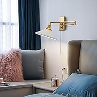 Vista 7 de Wall Sconces Set of 2 Brushed Gold Wall Mounted Swing Arm Light Fixture Retro Industrial Hardwired Wall Lamps with Pull Chain Bathroom Vanity