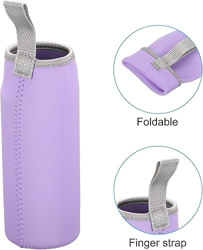 Miniatura 10 de PATIKIL Funda para botella de agua de 2.559 in x 7.087 in, paquete de 4 bolsas de neopreno aisladas para botellas con correa para los dedos, color