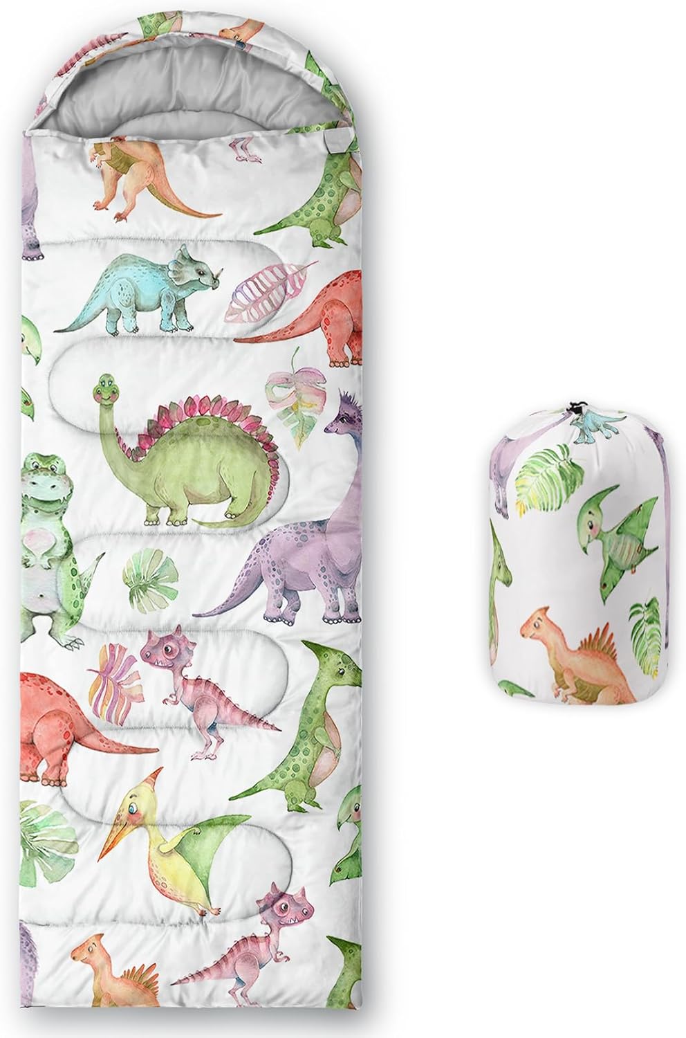 Camping Sleeping Bags,3 Season Warm & Cool Weather,Lightweight,Waterproof Sleeping Bags for Adults & Kids,Traveling,and Outdoors,Camping Gear Equipment Cartoon Dinosaur 9 Standard
