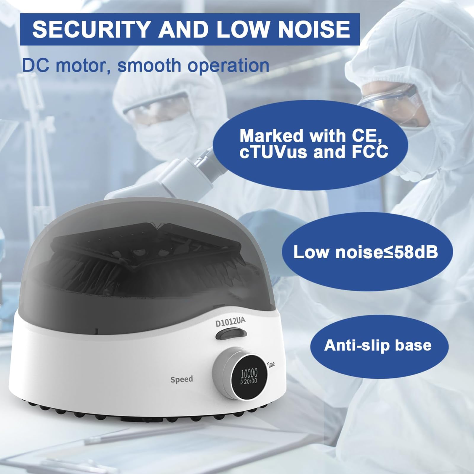Centrifugeuse De Laboratoire Numérique LCD, Double Verrouillage De Porte, Faible Bruit, 5 000 À 7 000 TR/Min, avec Minuterie (30 S À 20 Min) Et Contrôle De Vitesse,D1012U