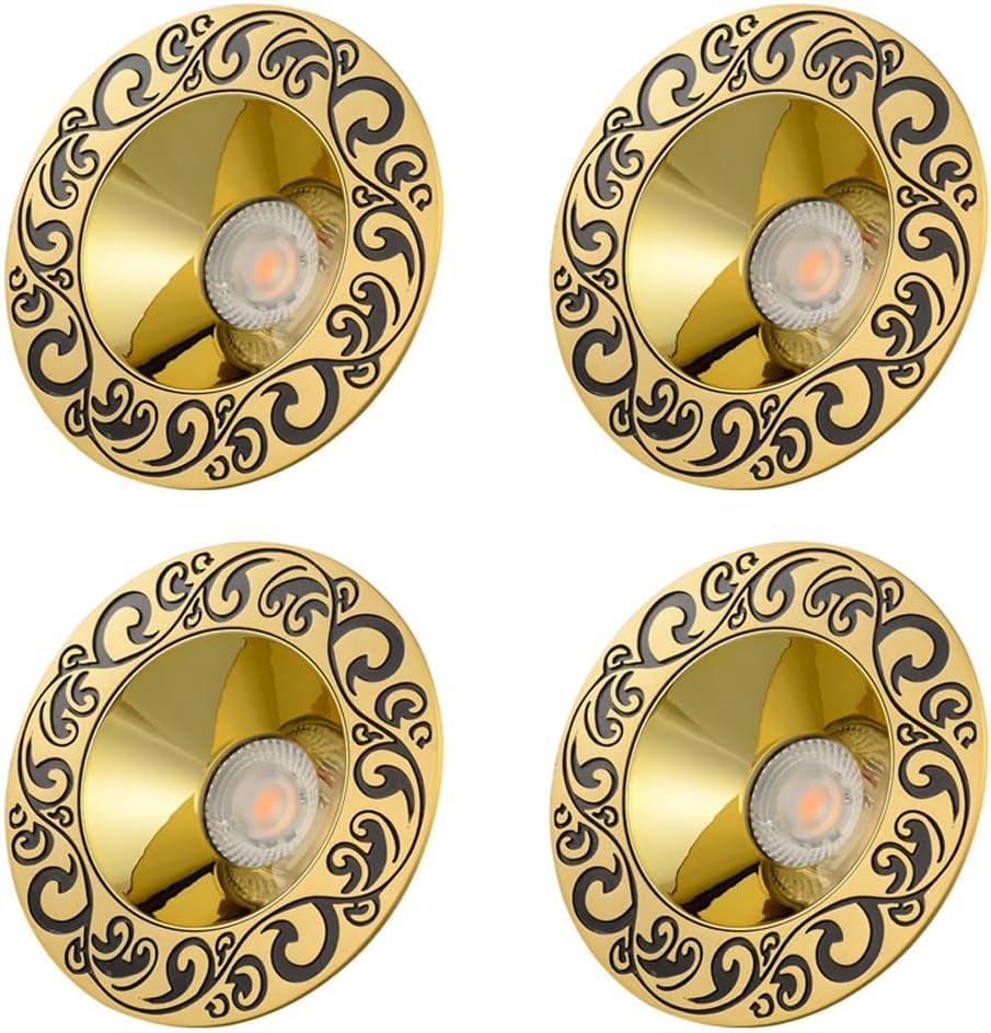 4 Pack Background Wall Spotlight, 10W Anti-Glare Ceiling Lighting Fixtures, LED Recessed Ceiling Downlight, CRI>90, 3 Color Dimmable Downlight, Brass Light Fixture for Dining Room Office