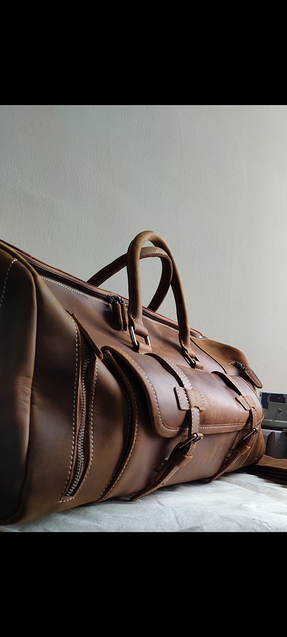 Leathfocus Leather Travel Duffel Bags, Mens Carry on Bag