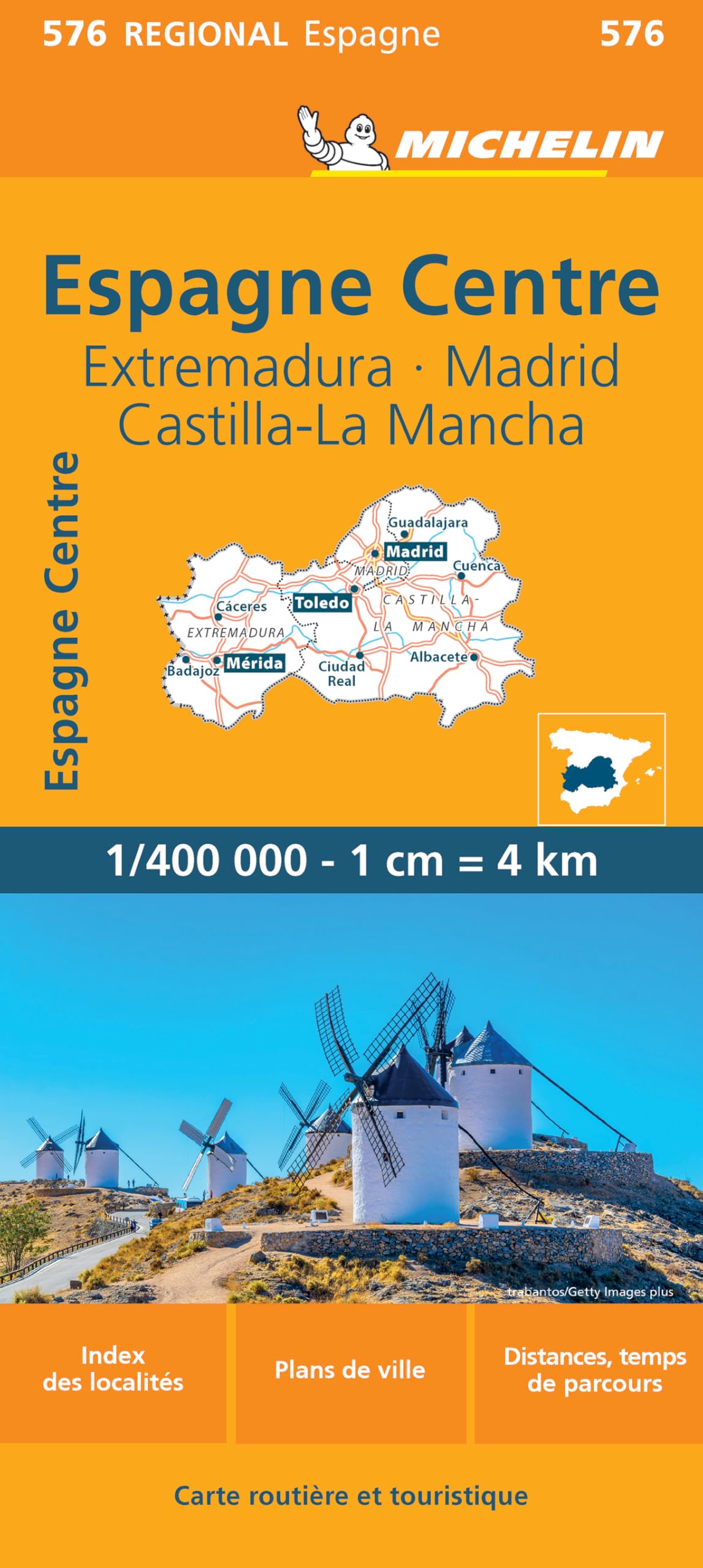 Extremadura / Madrid / Castilla la Mancha (576): Wegenkaart Schaal 1 : 400.000 (Regionale kaarten Michelin)