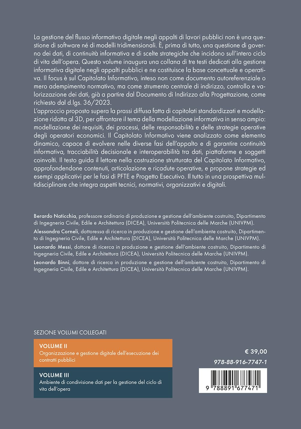 Gestione del flusso informativo digitale negli appalti di lavori pubblici. Capitolo informativo e modellazione
