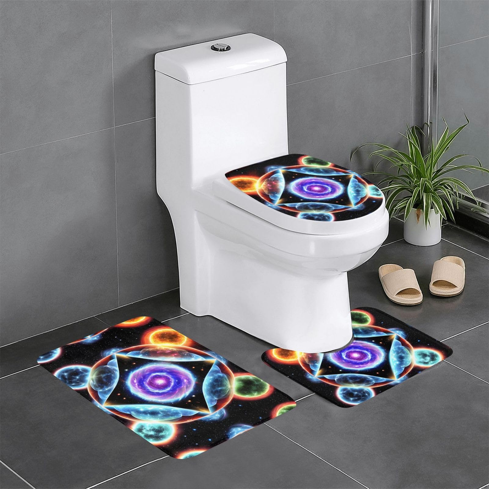 Tapis de salle de bain antidérapants Cosmic Stars contre les sols froids de toilettes