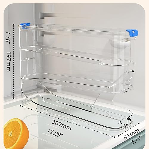 Vista 6 de Recipiente para huevos para refrigerador transparente apilable para almacenamiento y organización de cocina (marrón oscuro, 3 niveles)