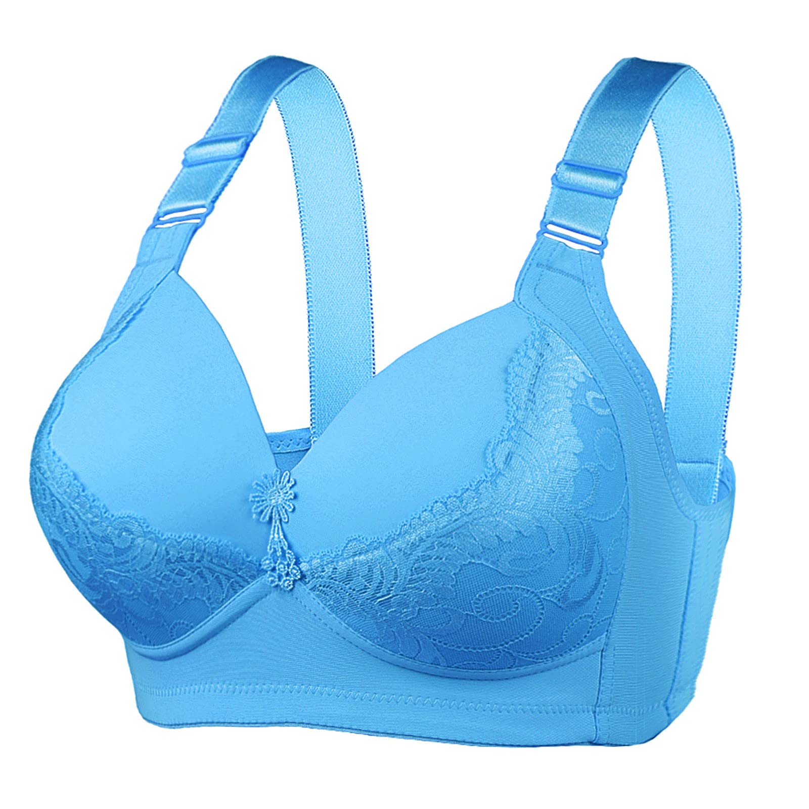 Women's Full-Coverage Smoothing Everyday Bras Wirefree Push On Breathable Tank Bra Seamless Beauty Back Bralettes Blue