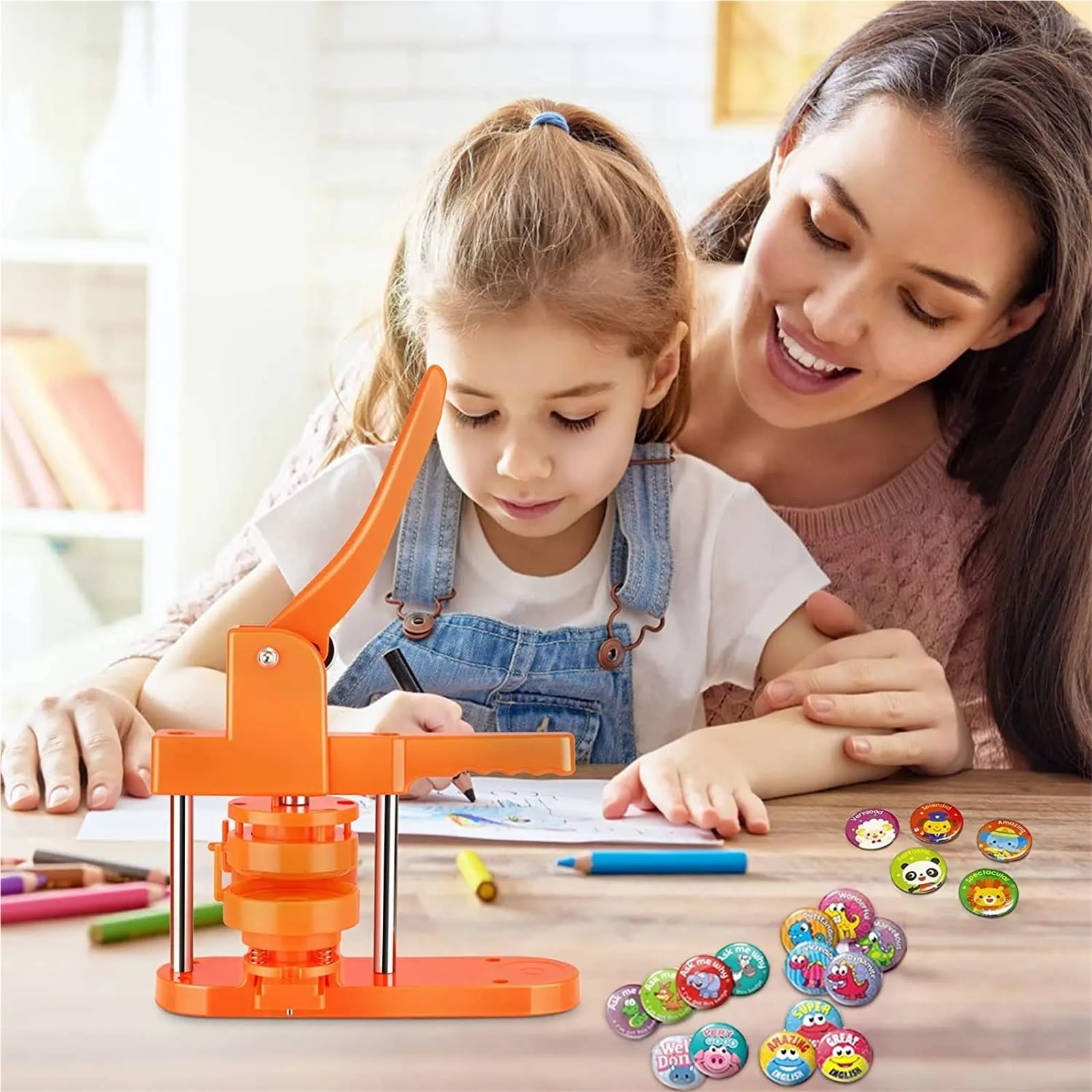 Maquina Hacer Chapas DIY Pin Punch Button Press Badge Fabricación suministros Para aguja 300 botones Back Mylar y cortador redondo Pin Badge Making Kit(Accessories)