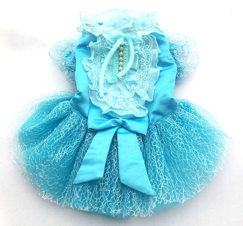 Pet Dog Wedding Dress Big Bow Lace Tutu Cats Puppy Princess Dresses Skirt Party Apparel 5 Sizes 4 Colours (Color : Pink Size : X-Large) (White Medium)