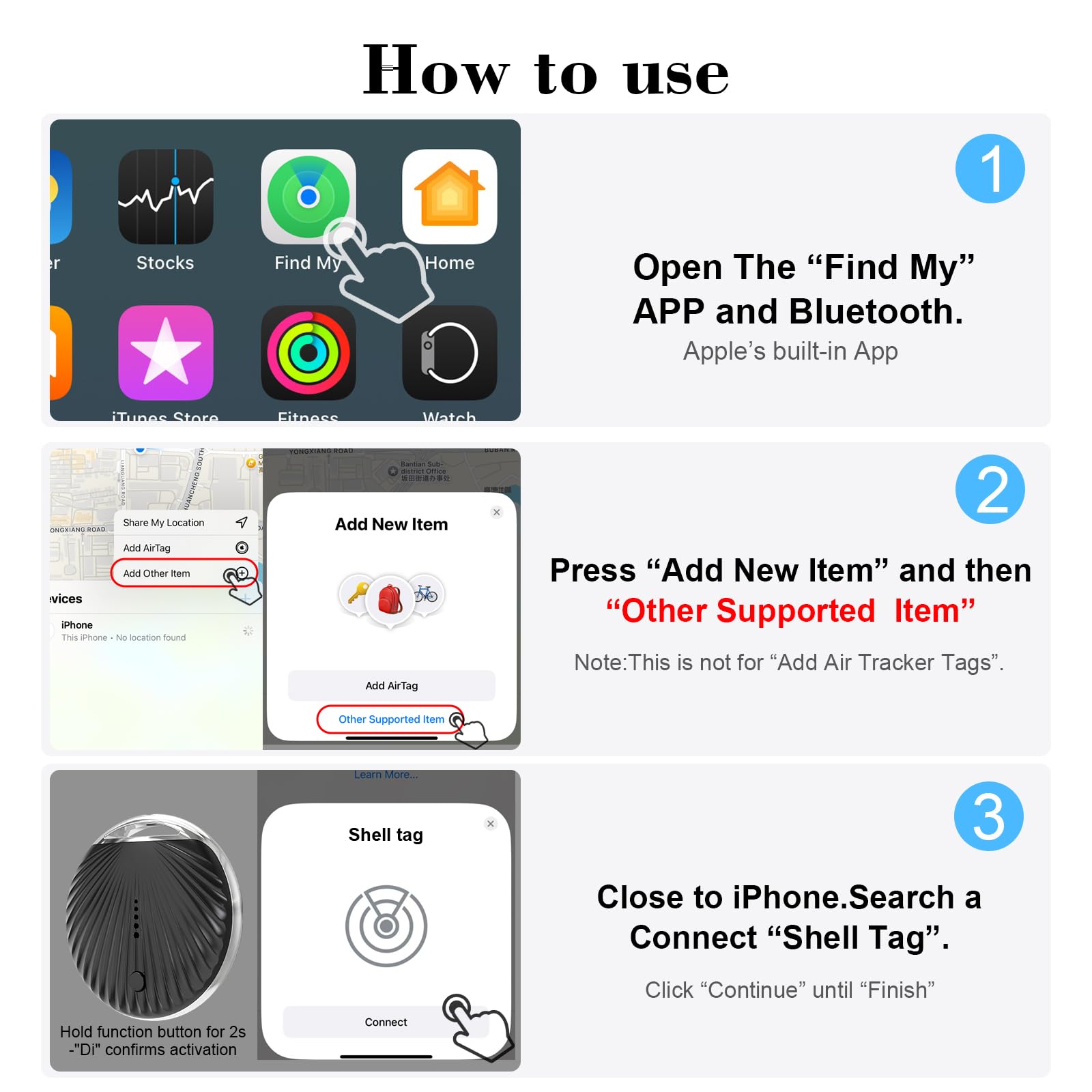 Balise de suivi d'air, étiquettes intelligentes, tracker Bluetooth pour animaux de compagnie Apple Find My, batterie remplaçable, étanche IP68, localisateur de clés et localisateur d'articles pour