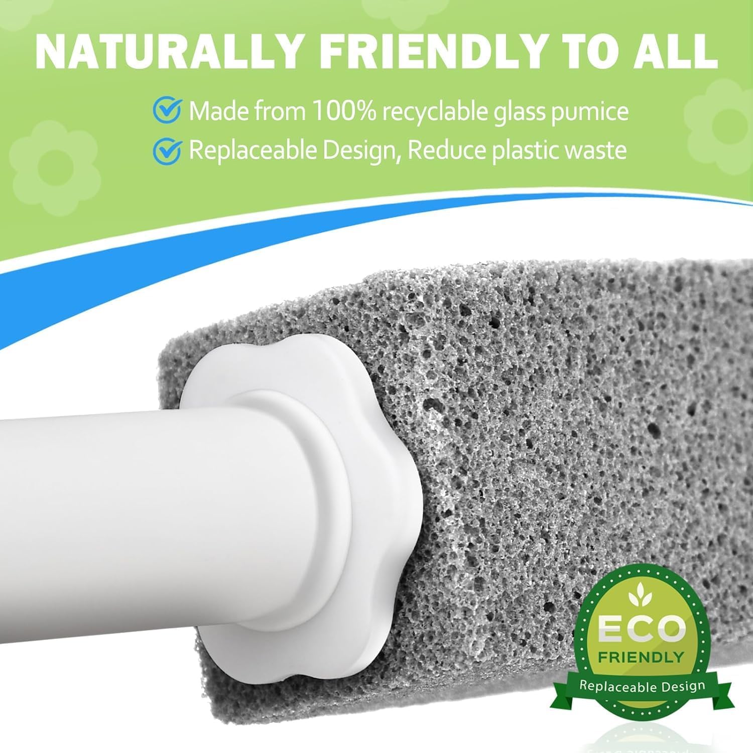 Koffing 2pcs Non Scratch Pumice Toilet Cleaning Stone with Handle, Removes Hardwater Stains & Rings, Calcium & Iron from Toilets, Bathtub Sinks, Tiles 3