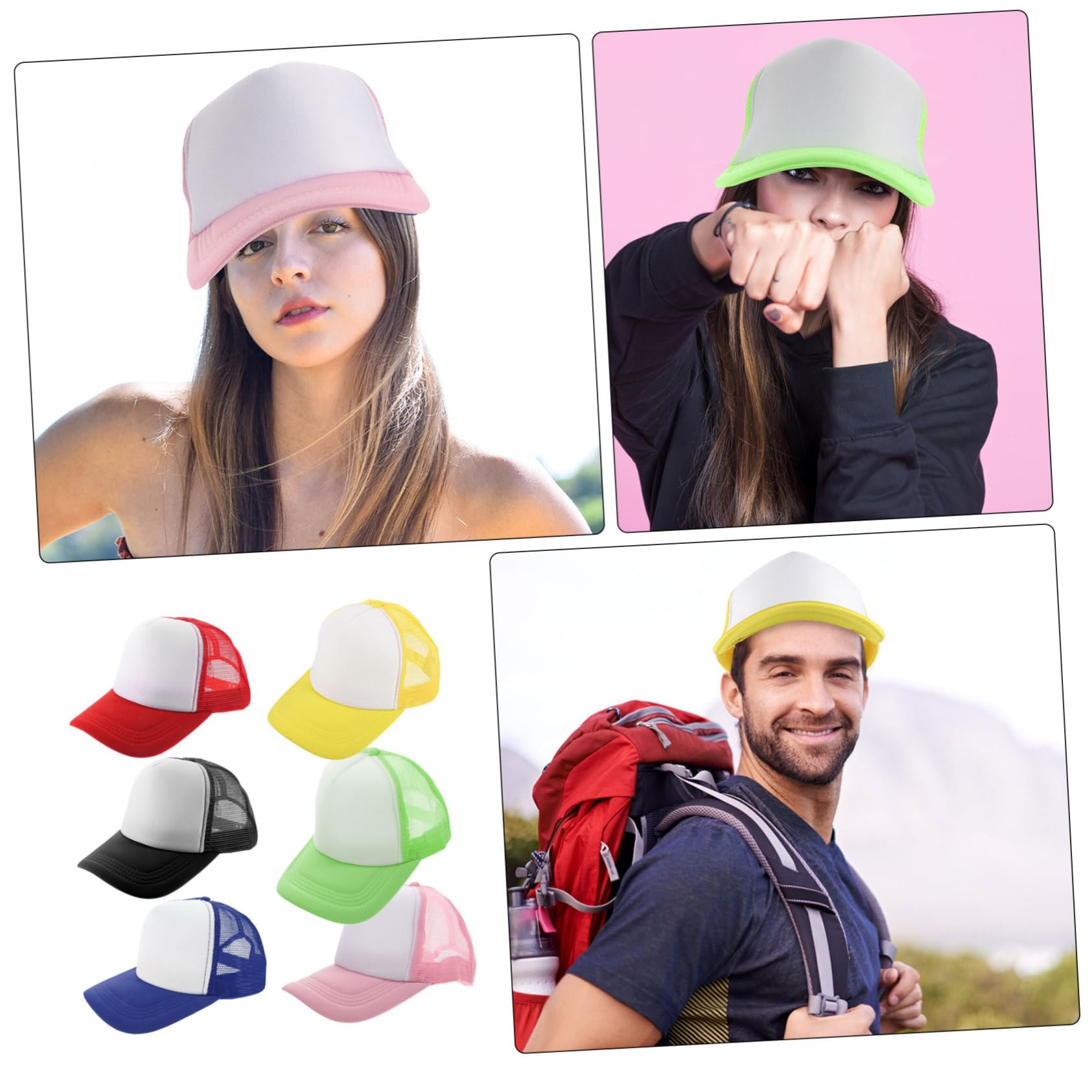 Abaodam 6pezzi Cappellino da Baseball in Rete Stampata Sublimazione Cappellino Unisex Stampa Sublimazione Cappellini Estivi in Poliestere Cappellini Sportivi Estivi Regolabili Parasole