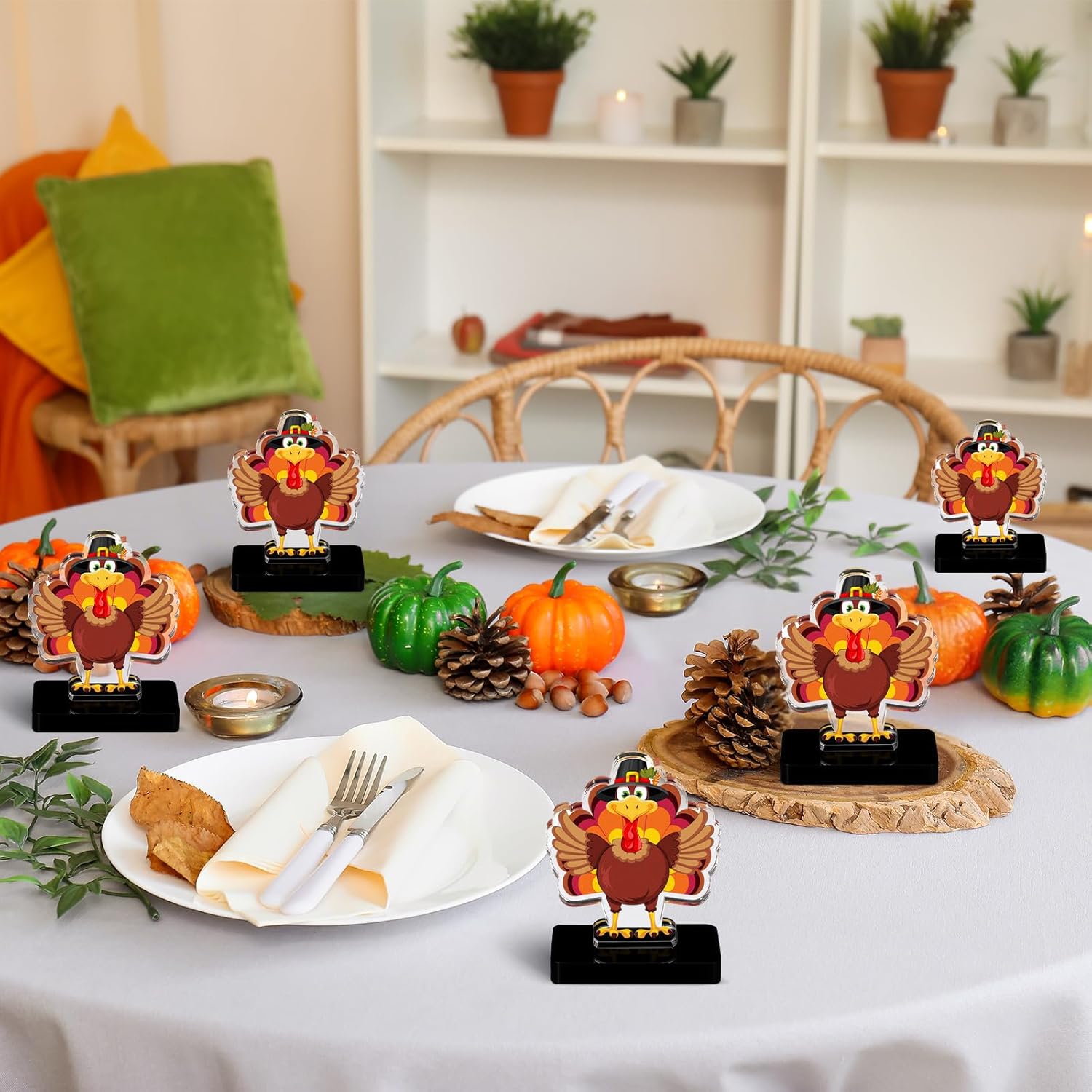 Yookeer 6 Pcs Thanksgiving Turkey Trophies Acrylic Turkey Trot Award Medals Thanksgiving Holiday Party Decoration for Family Games Hunting Prize Trivia Competition Cornhole Tournament Football Game