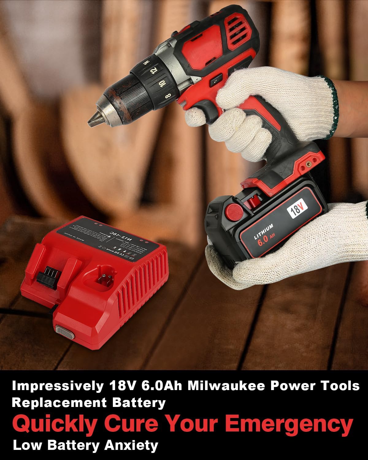 Aoasur 6packs 6.0Ah Replacement Battery Compatible with Milwaukee M -18 18v 6000mAh