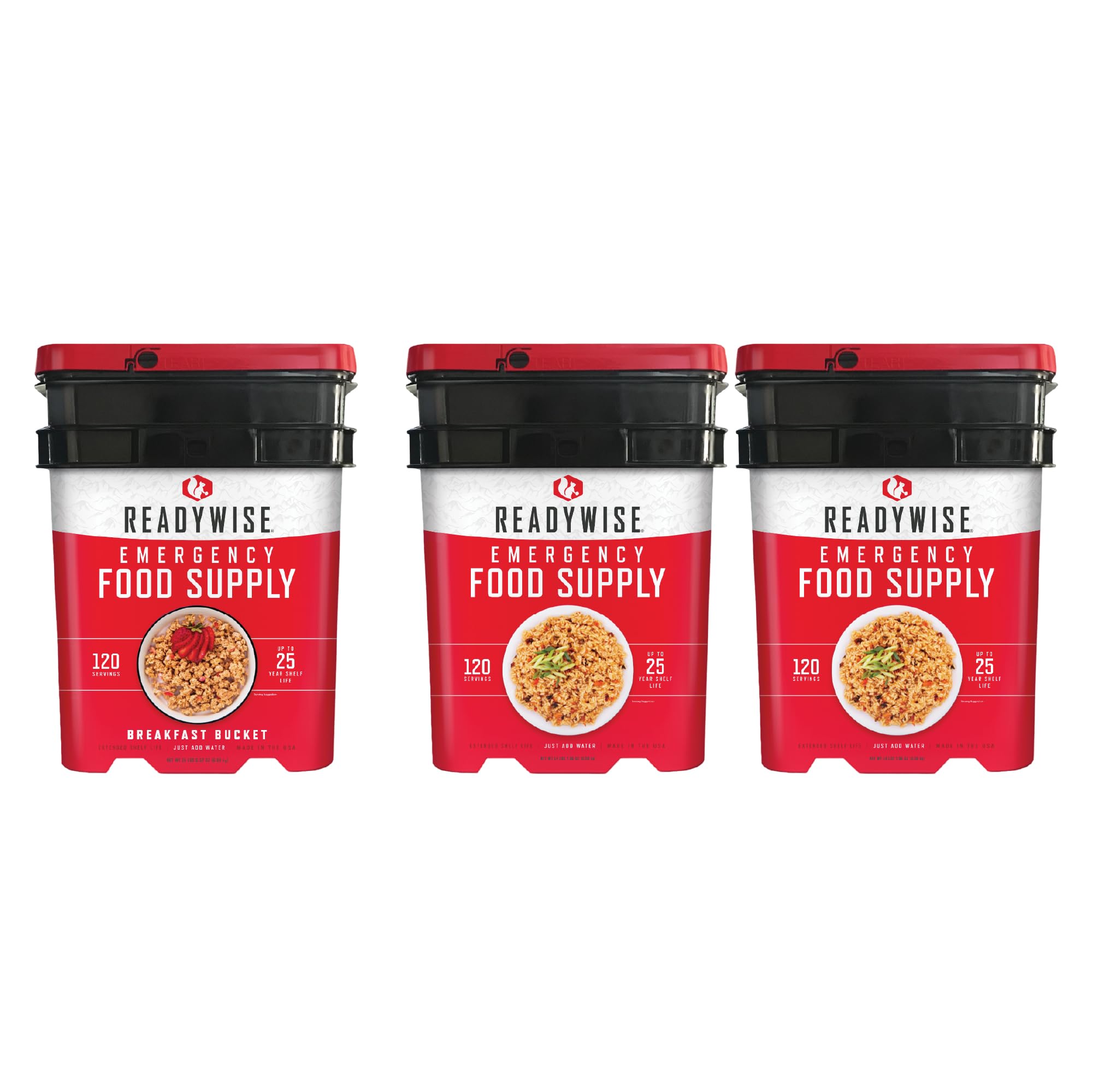 Buy ReadyWiseEmergency Food Supply, 360 Servings, 3 Buckets, MRE