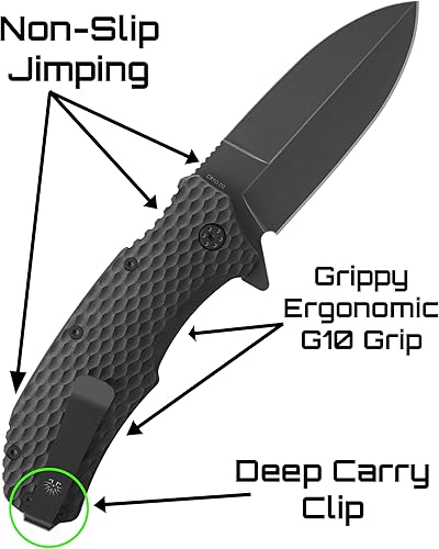 Miniatura 7 de Off-Grid Knives - Aguijón de fuego rápido, hoja de punta de lanza asistida, construcción de uso duro, EDC táctico, campamento y supervivencia, acero