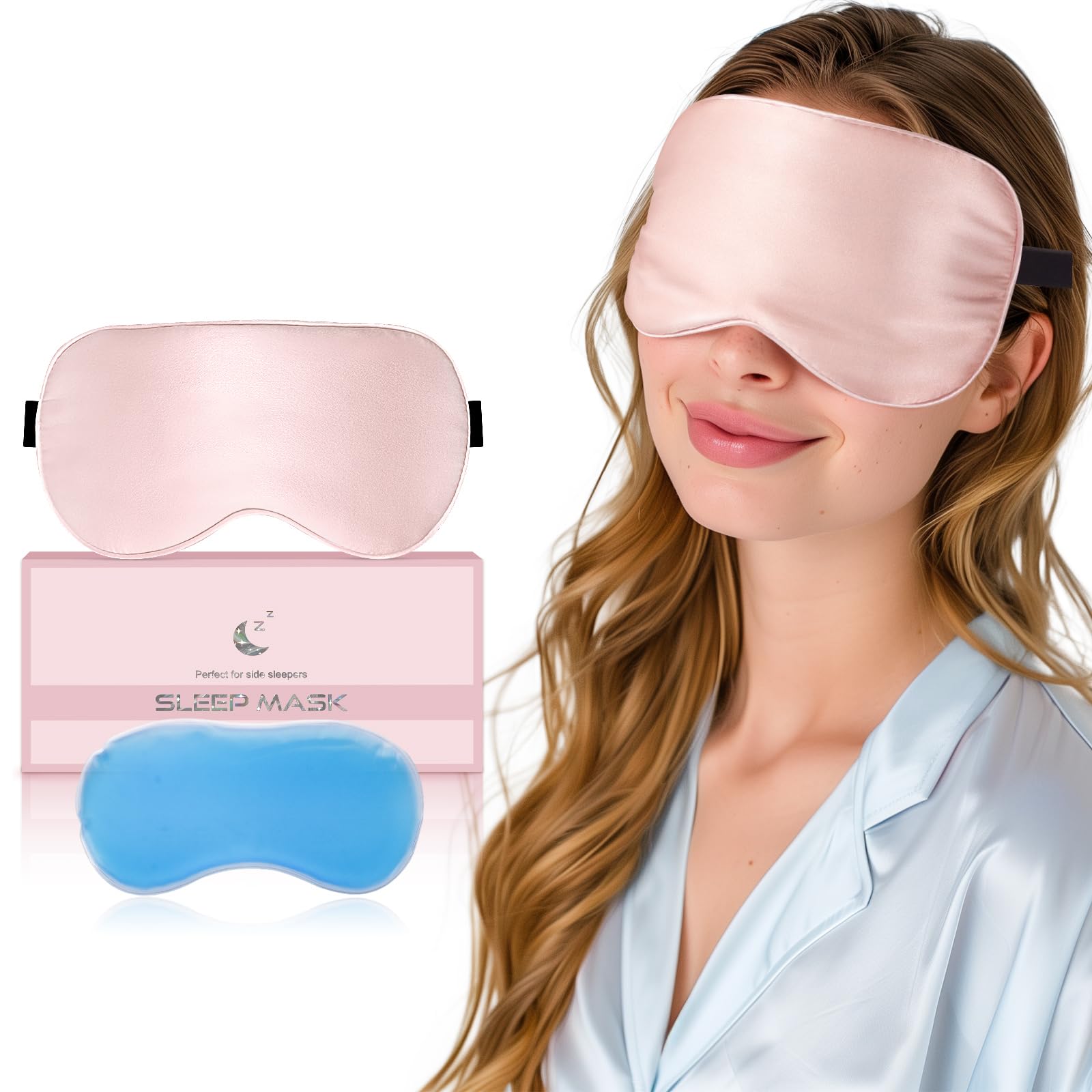 Antifaz para Dormir, Antifaz Gel Frio Brinda Una Experiencia Diferente, Alivia La Fatiga Ocular Y Te Proporciona Vitalidad (Rosa)