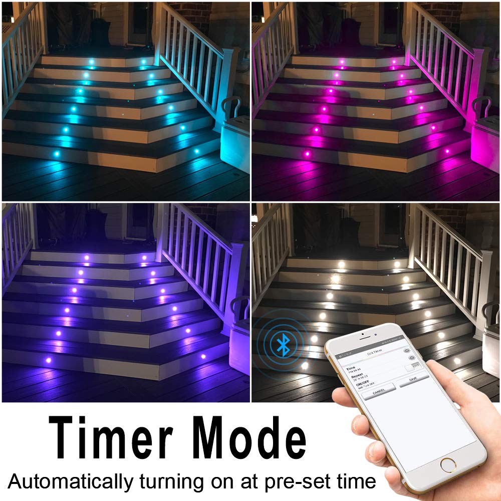 10x Bluetooth RGB Spot Encastrable Exterieur Dimmable 1.5W Ø61mm IP67 Étanche 16 millions Intelligent de couleurs Spot led Extérieur Encastrable IntelligentKit Complet