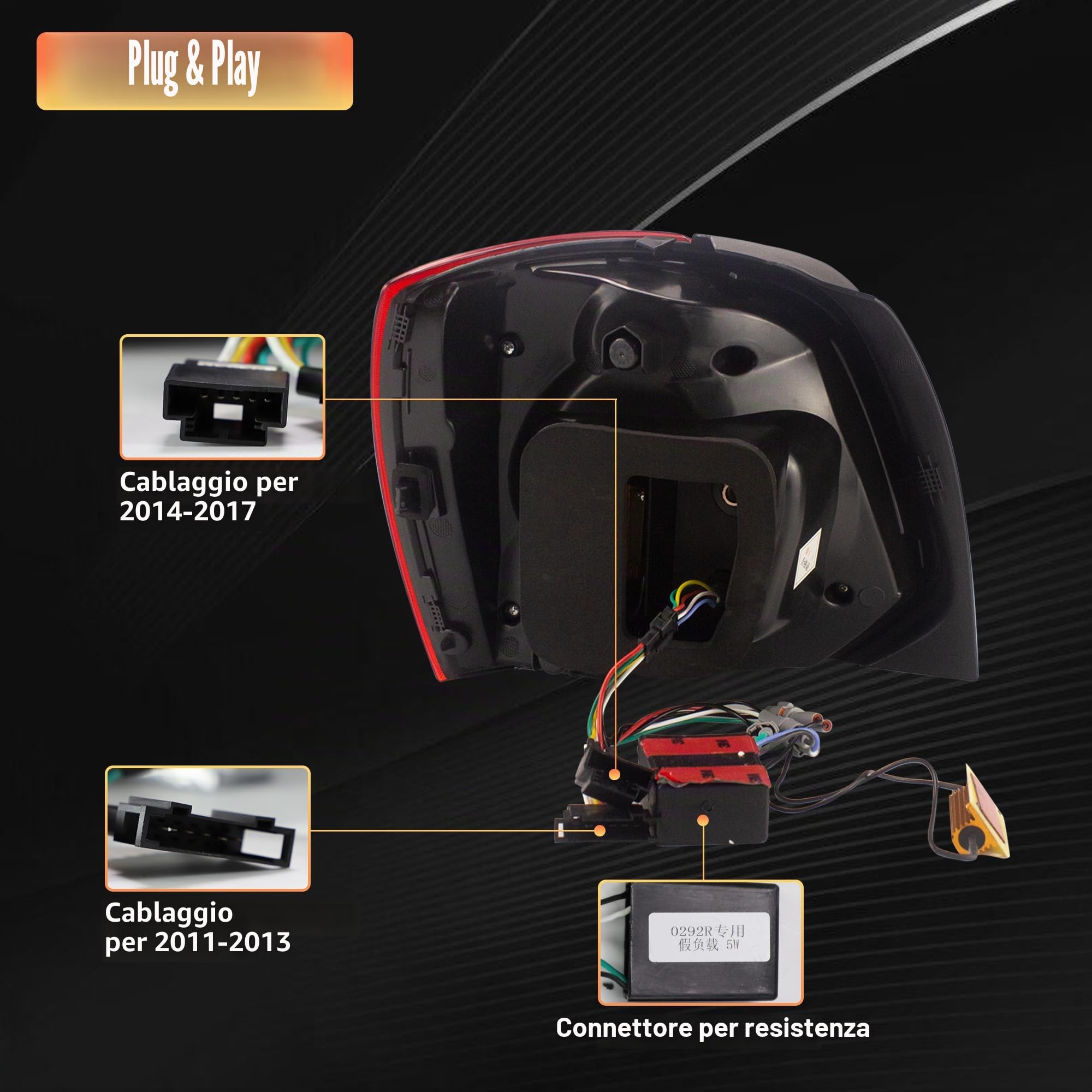 Set di fari e luci posteriori VLAND, compatibile per Polo 5 Polo MK5 6R 6C 2009-2017 (Non per GTI/1.2 TSI/R), Per guida a sinistra (+Luce posteriore rossa)