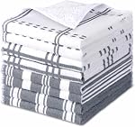 AIDEA Microfiber Dishcloth Kitchen Towels 12”x12”, Super Soft and Absorbent-8 Pack, Multi-Purpose Dish Towels for Home, Kitchen-Grey/White