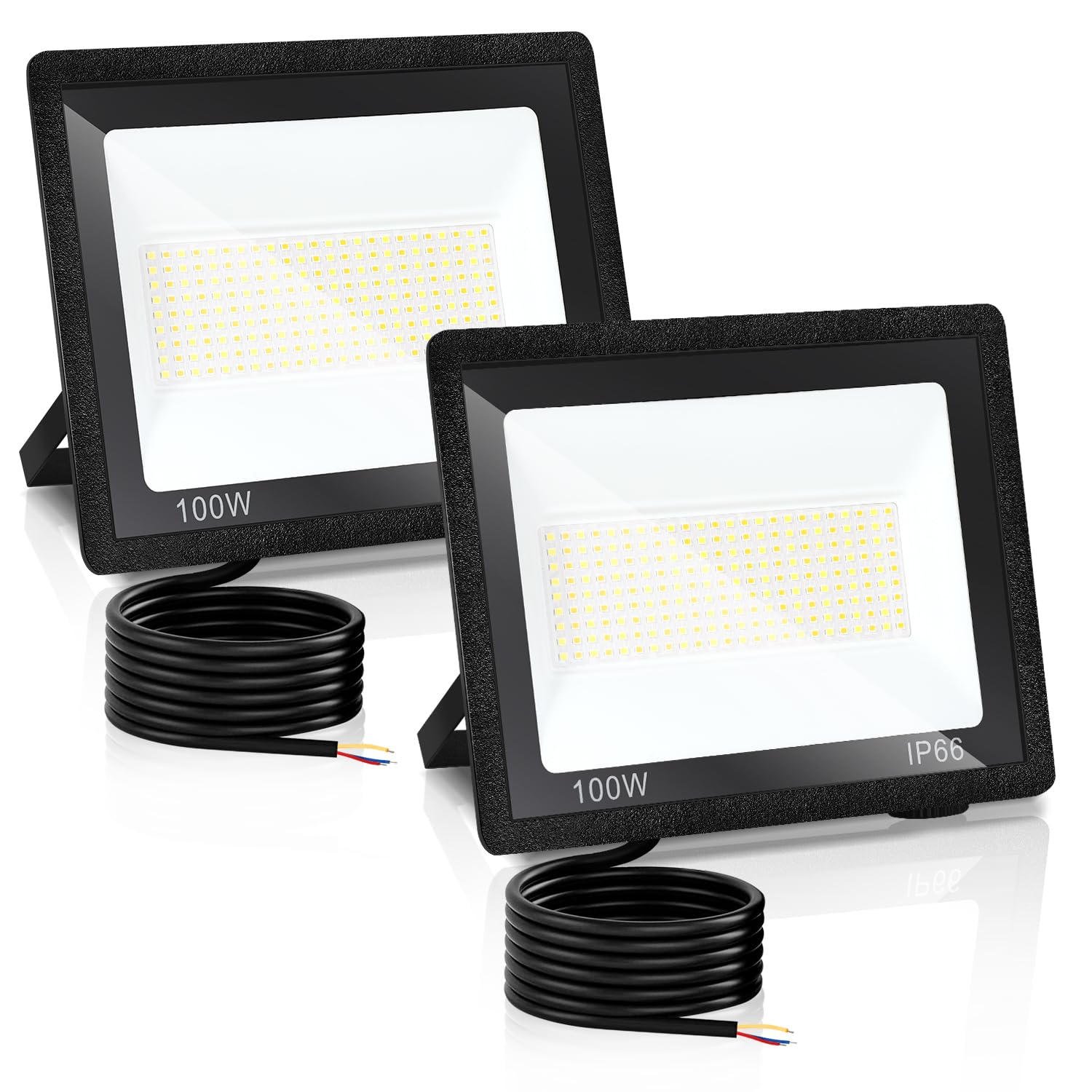 zewnętrzny reflektor LED 100 W, 2 x oświetlenie zewnętrzne LED, super jasne z 3 regulowanymi temperaturami barwowymi na wesela, przyjęcia urodzinowe, drzewo, do domu, bez wtyczki
