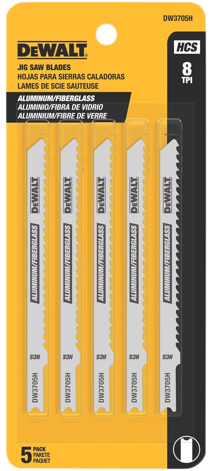 Dewalt Jig Saw Blade High Carbon 1/4 " 8 Tpi Card Of 5 Garage Storage