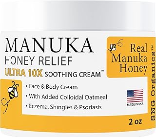 Manuka Honey Cream - Made in USA - Itchy Skin Relief - Soothing Manuka Honey Treatment For Psoriasis & Eczema - Moisturize...