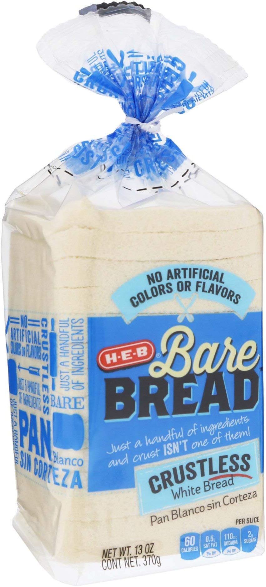 HEB Bare Bread Crustless White Bread 12.5 Oz (Pack of 2)
