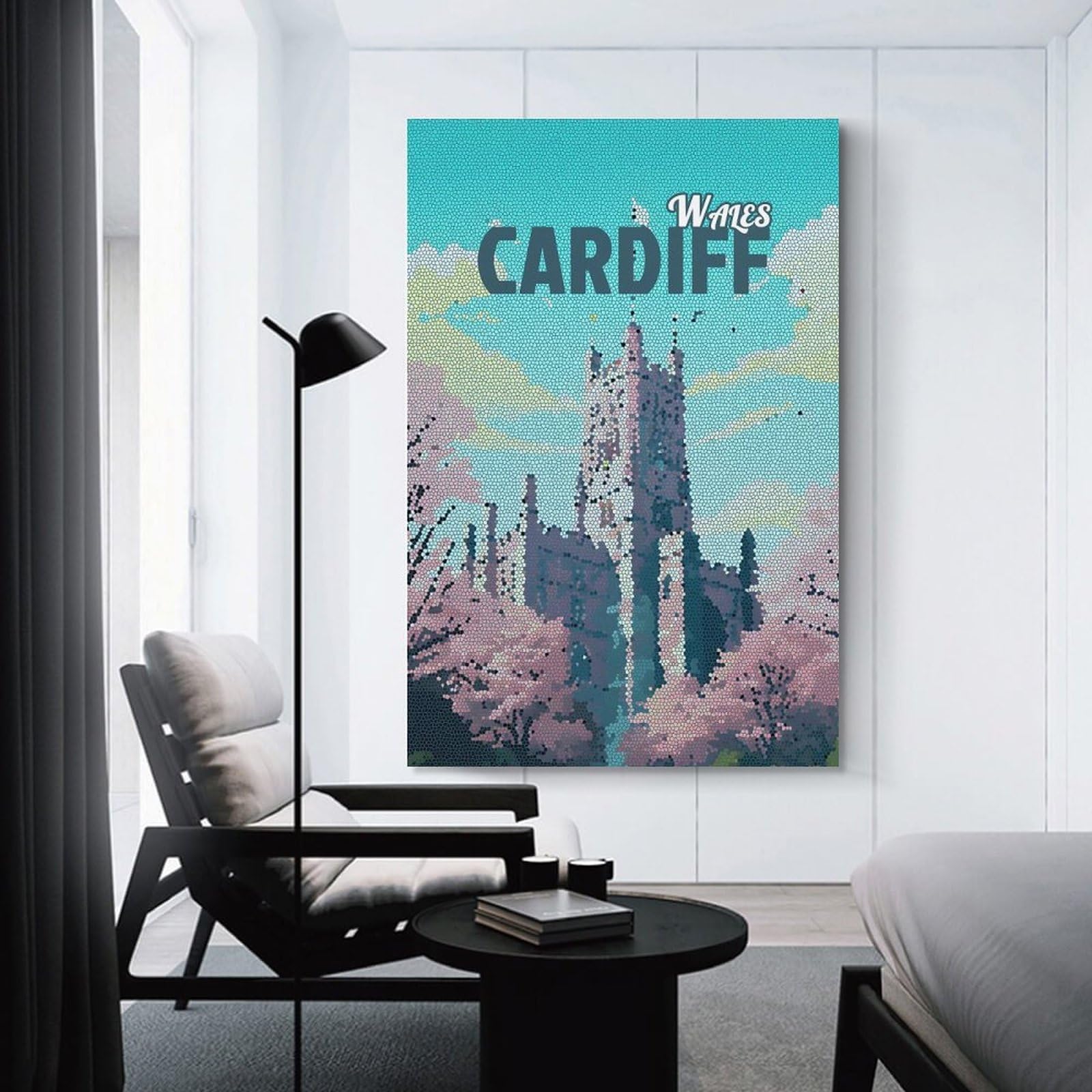 Junmoney Cardiff Wales Mosaic Art Room Decor Wall Art 20x30inch(50x75cm), for Bedroom Walls, Guest Spaces Or Lounges, An Easy Wall Refresh for Bedrooms