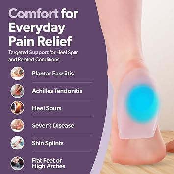 BraceAbility Heel Spur Cups | Medical-Grade Silicone Plantar Fasciitis Insole Cushion Pads, Gel Foot Orthotic & Shoe Insert Protectors (Pair - X-Large)