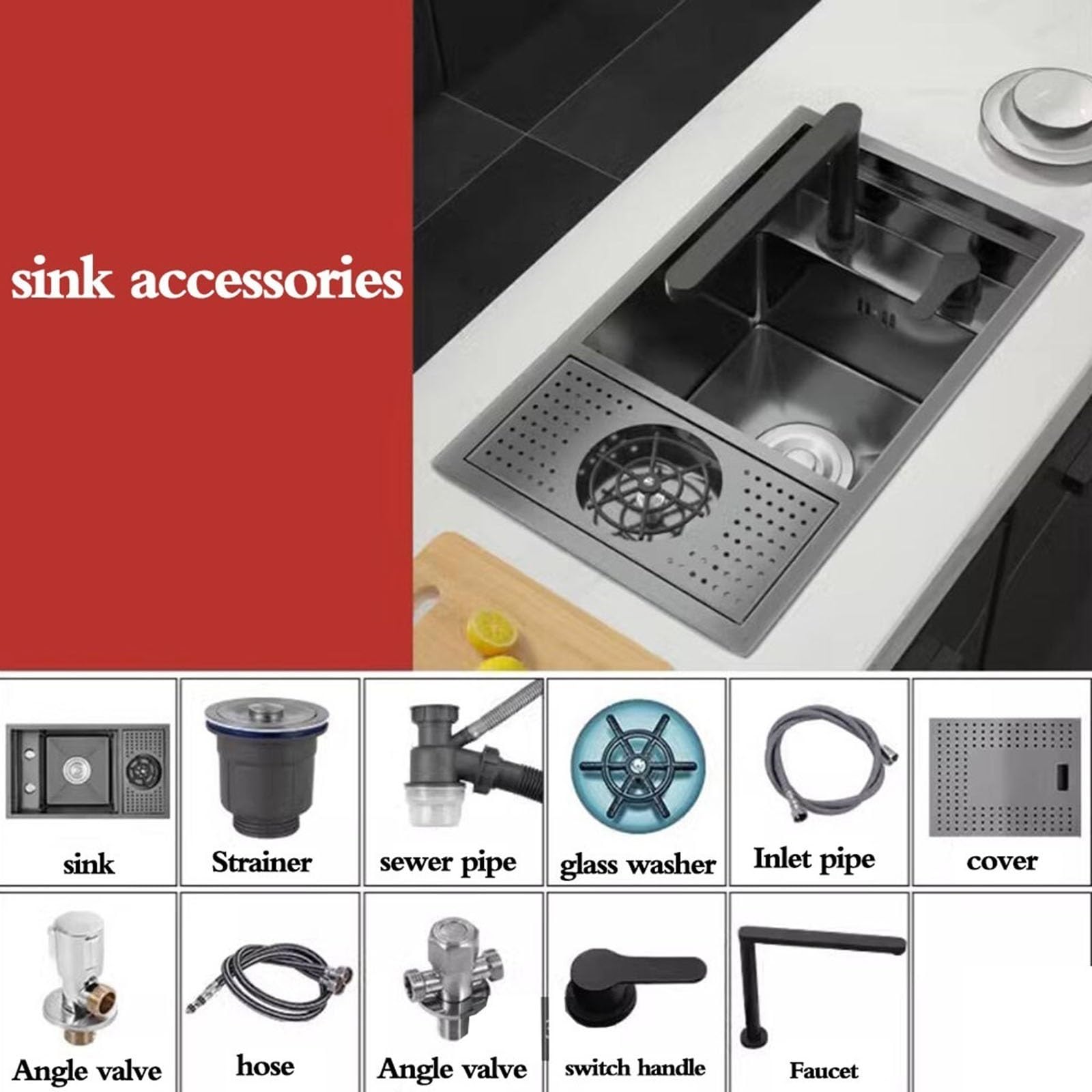 Juego de desagües para lavabos de baño y Cocina Que ahorran Espacio: diseño Oculto bajo encimera para Apartamentos y Villas con Accesorios Espacios pequeños y hogare