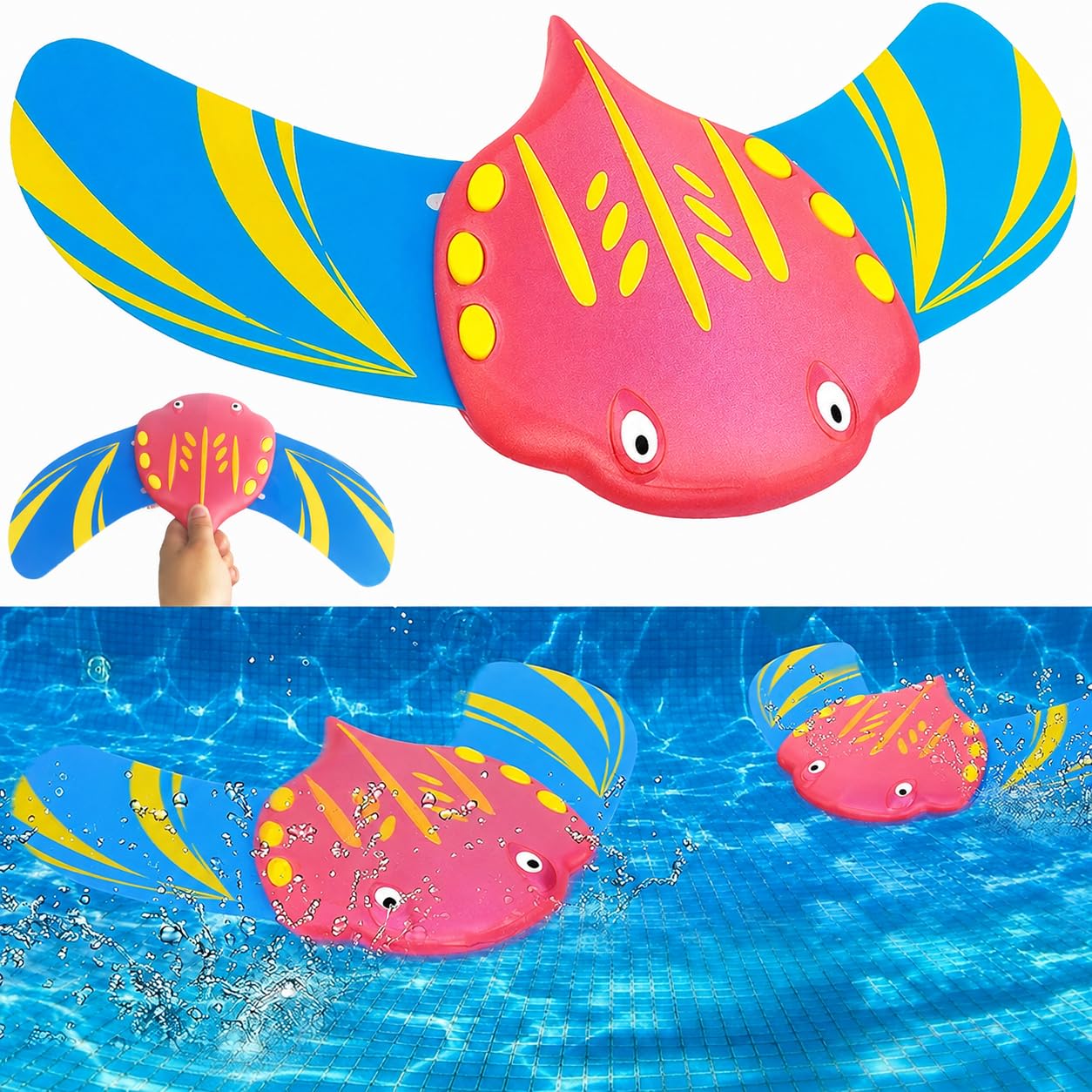 Underwater Gliders, Aquatic Toy Set for Pool and Water Play (1PC) (Red)