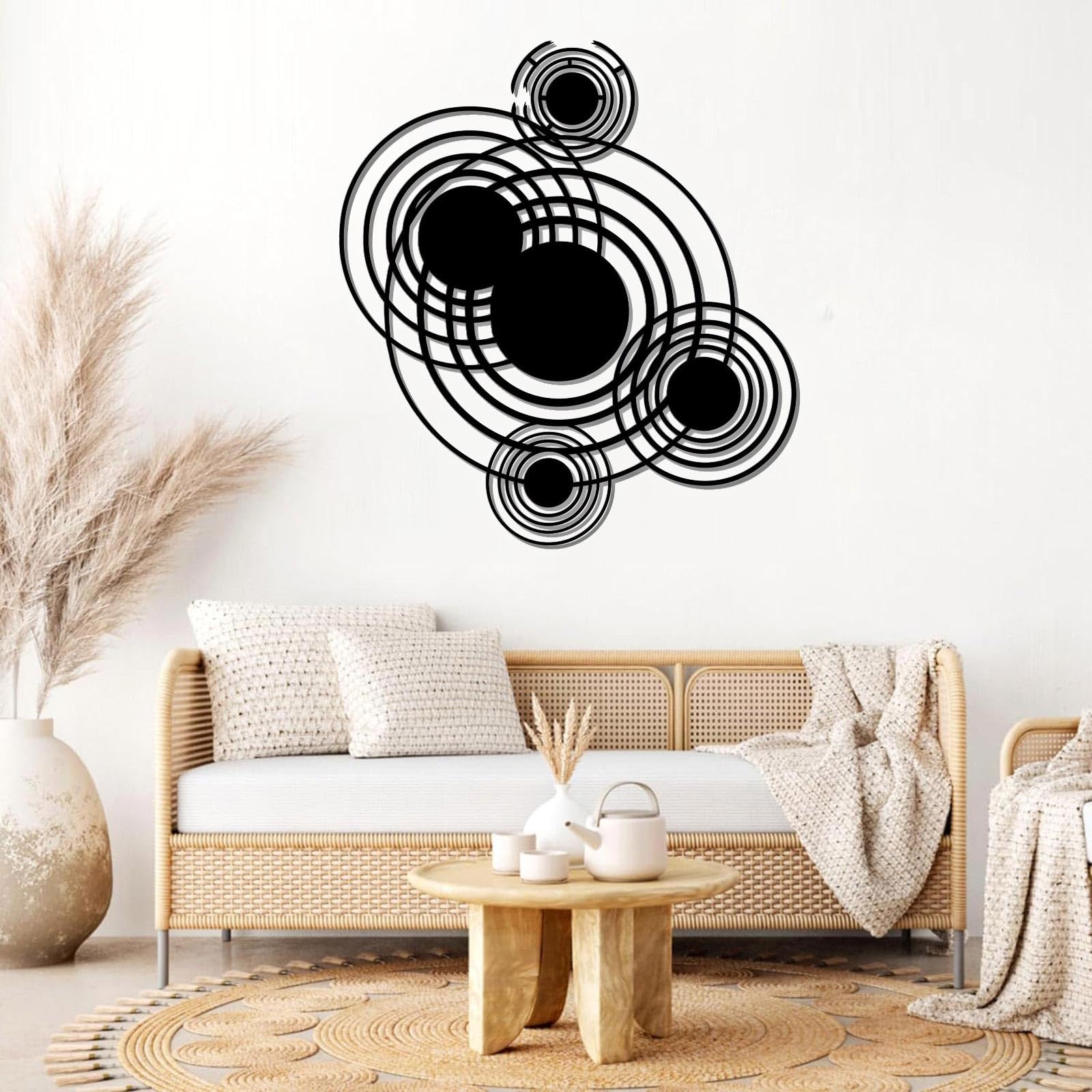 Décoration murale moderne en métal avec motif géométrique abstrait et ondulations - Art mural abstrait en métal - Décoration murale moderne pour chambre à coucher, salon, salle de bain, cadeau pour