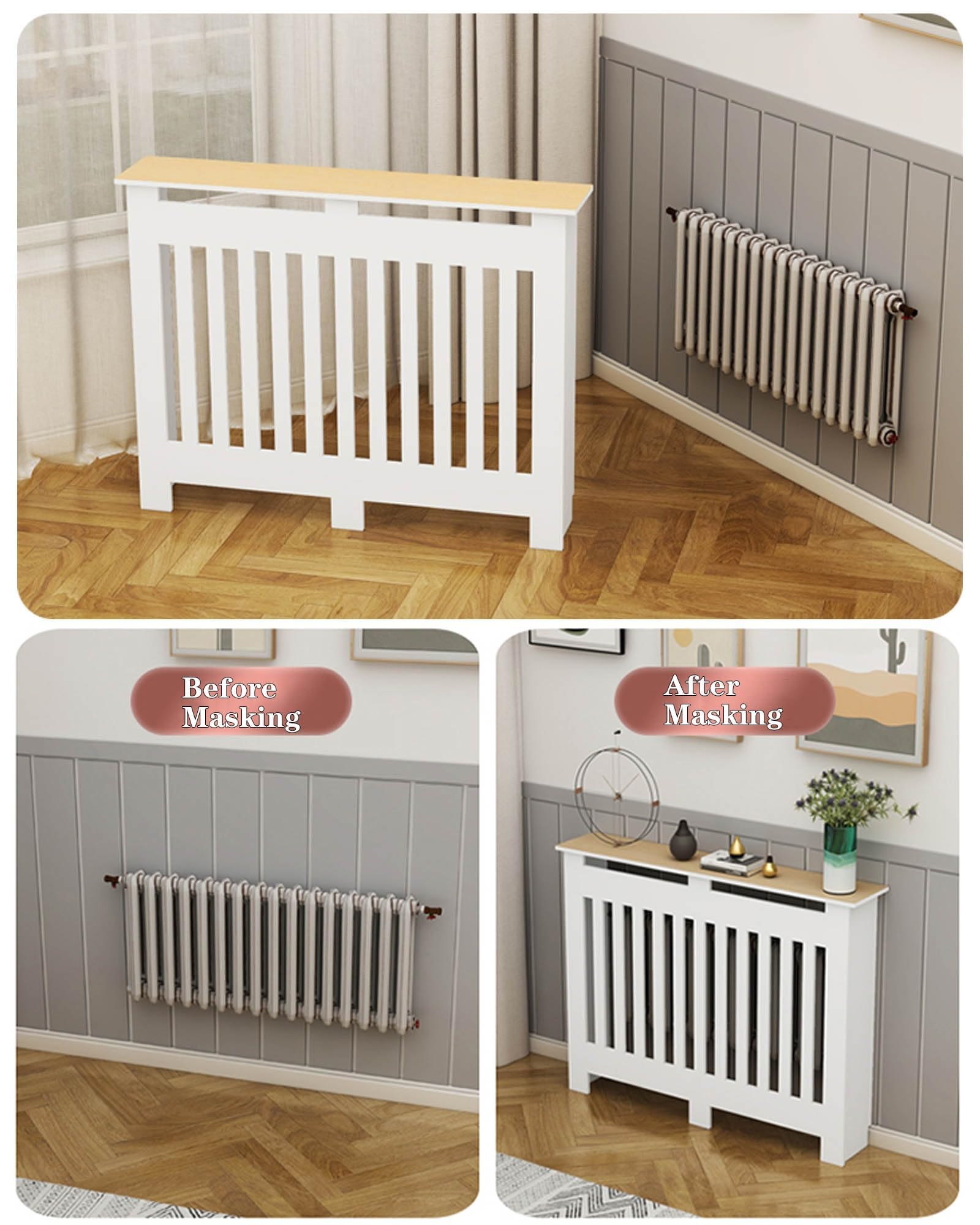 Radiatorbekleding voor thuis,moderne radiatorplank,radiatorbekleding verwarmingskast,moderne badkamerkast met twee deuren,consoletafel installatie zonder ponsen,voor woonkamer,keuken en eetkamer(L60*H