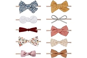 Baby Girl Boho Headbands and Bows, Newborn Infant Toddler Nylon Hairbands