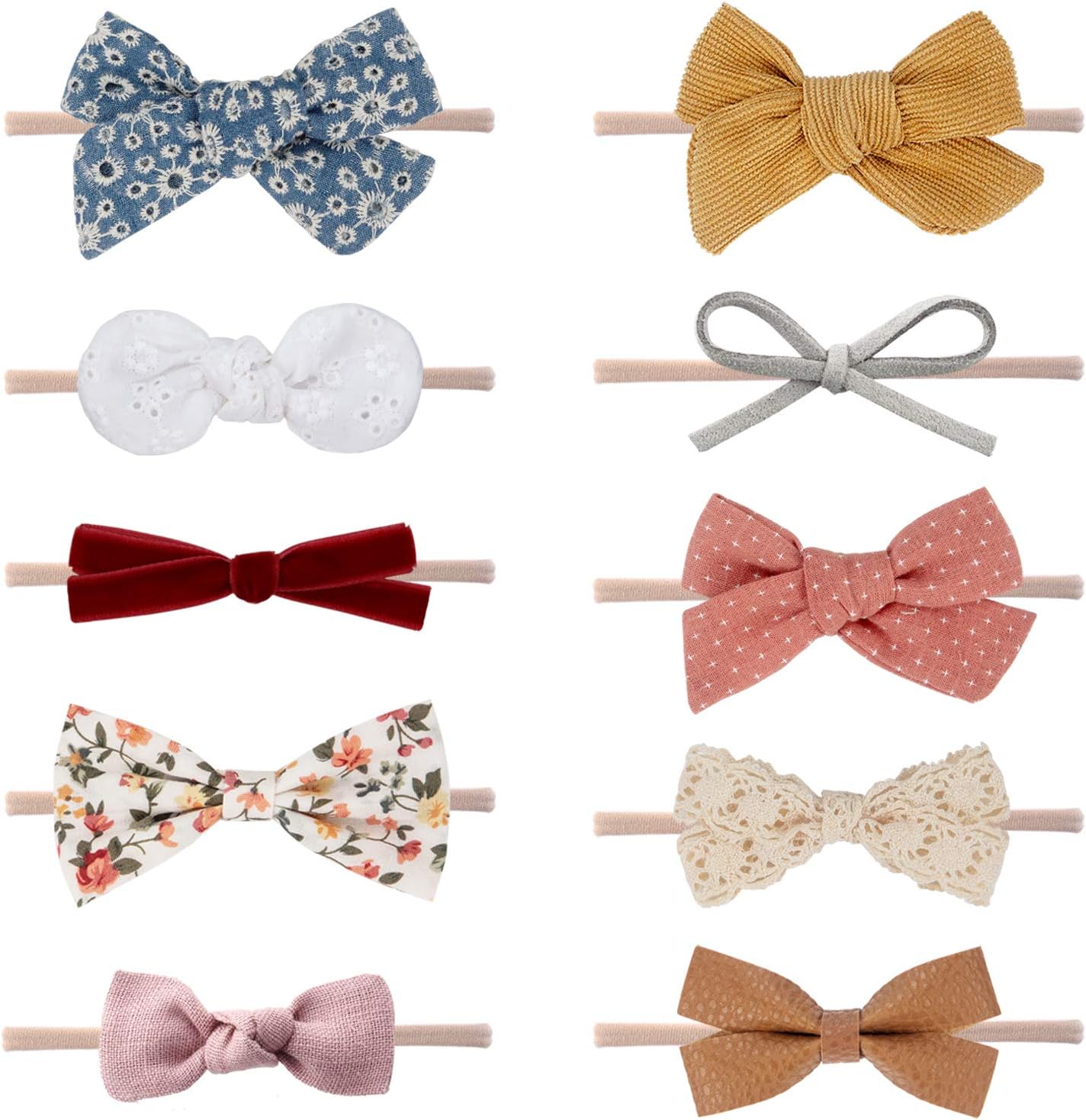Baby Girl Headbands and Bows, Newborn Infant Toddler Nylon Hairbands Hair Accessories