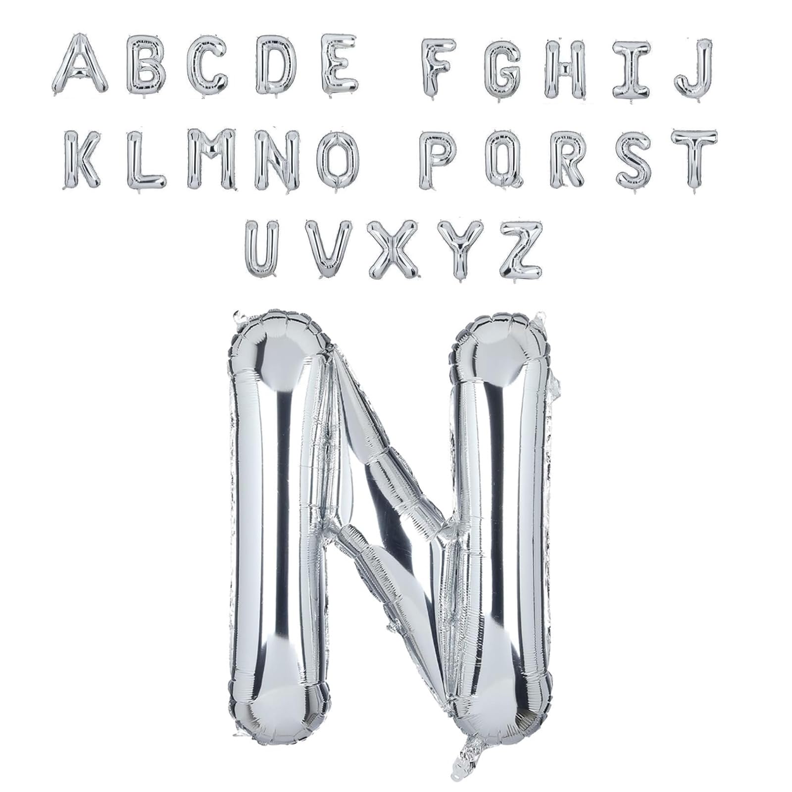 Super Mundo - Globos letras N plata 45cm, letras boda plata, globos personalizados con nombre, Ideal para Cumpleaños, Fiestas,Bodas(Letra N,45cm)