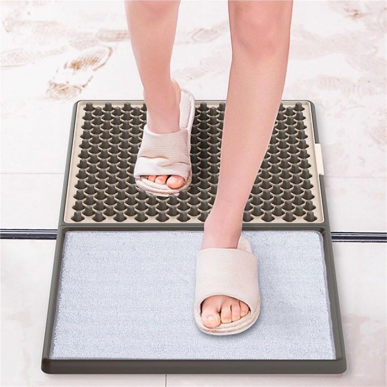Felpudo limpiador de suela de zapatos de interior, almohadillas de limpieza automática con 2 paños absorbentes, tapetes antideslizantes para entrada de zapatos, fácil de limpiar para baño y oficina