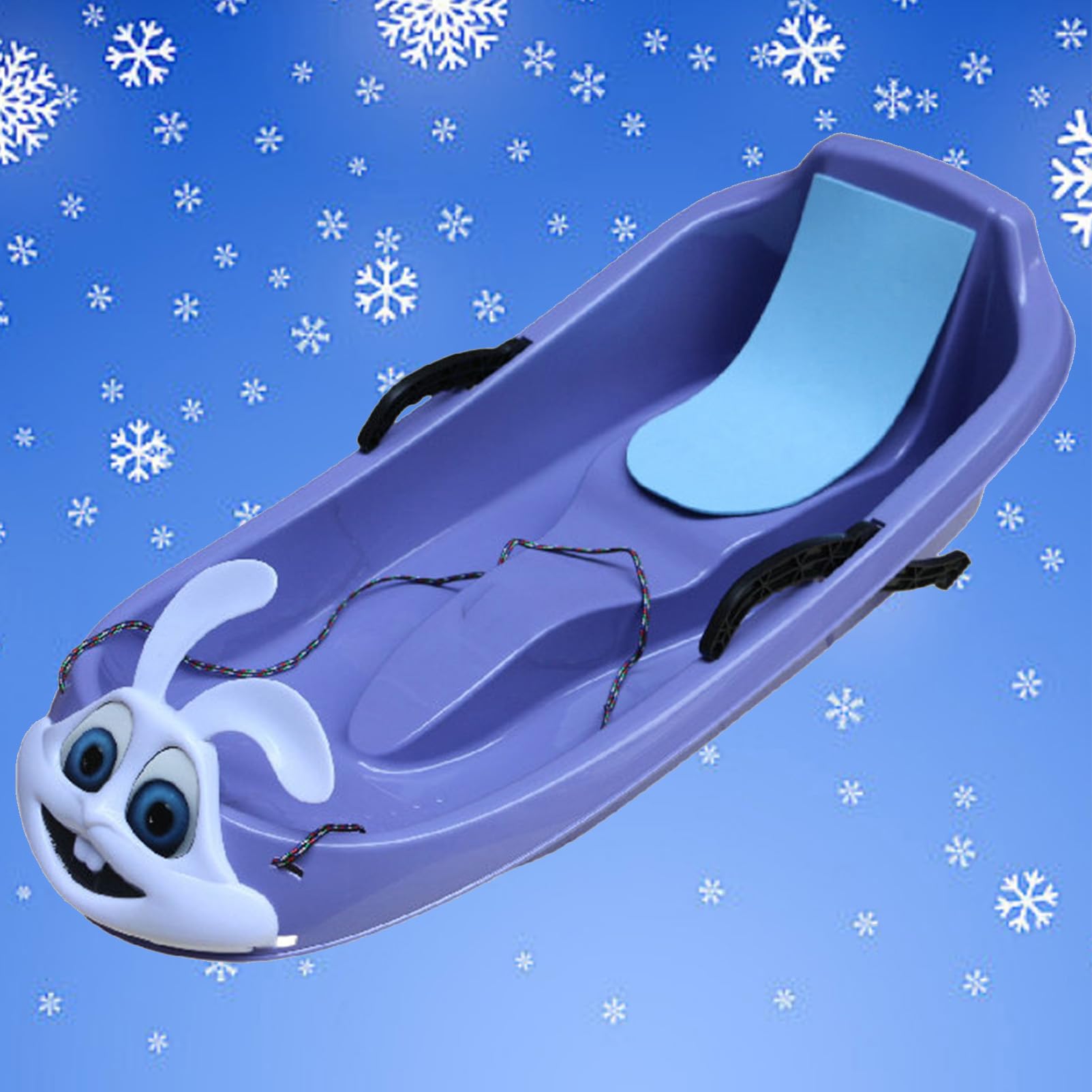 TUOYIBO Happy Children's Sledding, Sleds for Kids, Kids Sleds for Snow with 2 Handles and Pull Ropes, Thickened Sled, Plastic Snow Sled