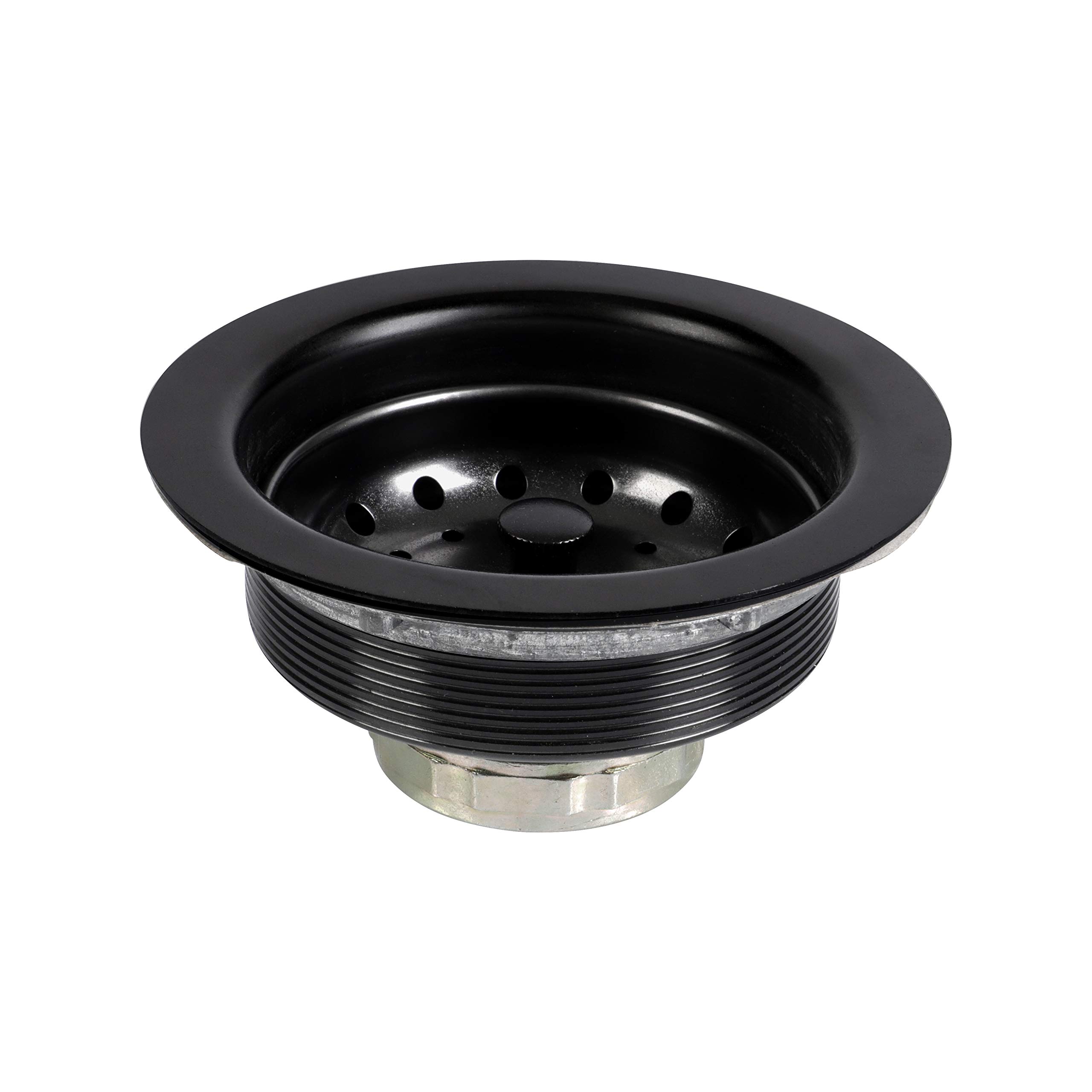 Kitchen Sink Drain Assembly, Black Sink Drain Basket Strainer 304 Stainless Steel with Removable Sink Strainer Basket and Stopper 3-1/2-inches