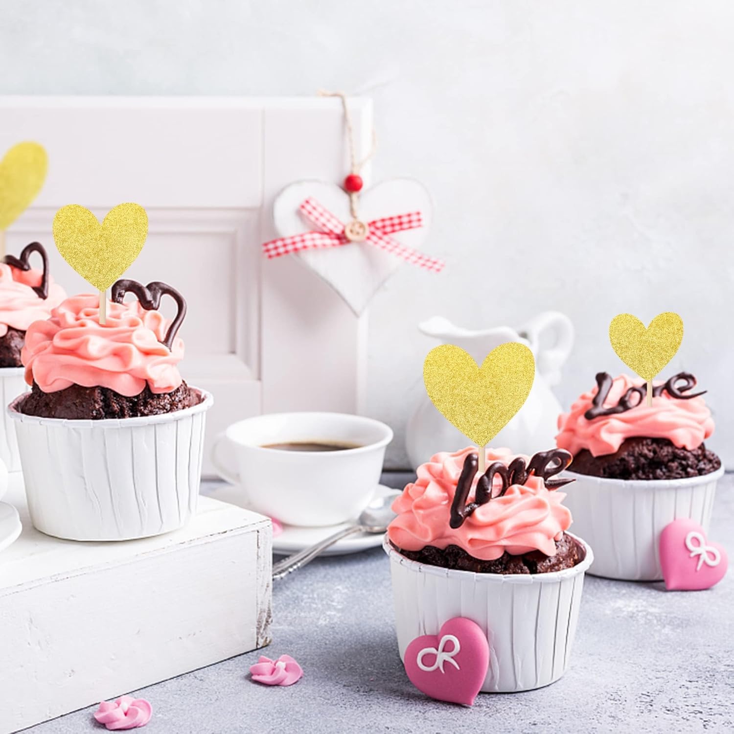Lot De 30 Décorations De Cupcakes à Paillettes En Forme De Fer à
