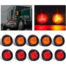 10Pack5 Amber + 5 Red 2" 4LED Round Trailer Side Marker Light Grommet Flush Mount, [DOT Approved] Sealed 2 inch Clearance Lights with Reflex Lens for Truck RV Camper, IP67 Waterproof, 12V