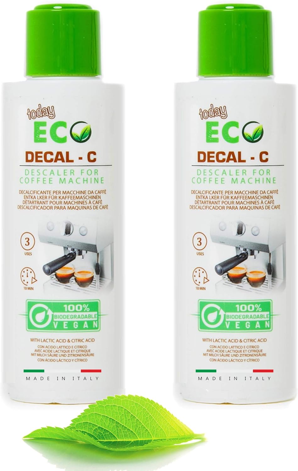 Today Descaler for Coffee Machines, 2 Bottles (6 uses) Ecological and